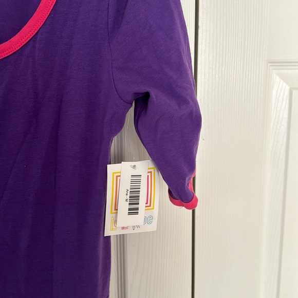 Lularoe “Ana” dress M Purple with pink trim neck and arms NWT - Picture 3 of 5